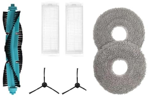 Retrobox® Ersatzteile für Cecotec Conga 11090 / 11090X: Zentralbürste, 2 Filter, 2 Seitenbürsten, 2 Mopps - Kompatibel mit Cecotec Conga 11090 / 11090X - Langlebig und - Vielseitig/mehrere Oberflächen