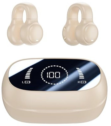 Clip On Sports Earphones Open Ear Earbuds for Small Ears - Gym Running Air Bone Conduction Workout Headphones Wireless Bluetooth TWS Earphones for Runners Cycling Fitness PC