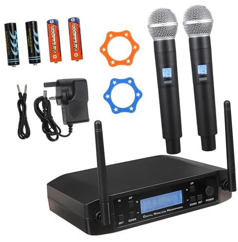 UPKOCH 2pcs Wireless Microphone System Uk Plug Cordless Microphones for Singing Easy to Use One Two Function Includes Accessories for Outdoor Events and Karaoke