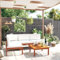 Willood 5-TLG. Gartenmöbel Set Balkonmöbel Sofa Bank Gartenset Sitzgarnitur Mittelsofa Ecksofa Garten Lounge Set mit Kissen Cremeweiß Massivholz Akazie