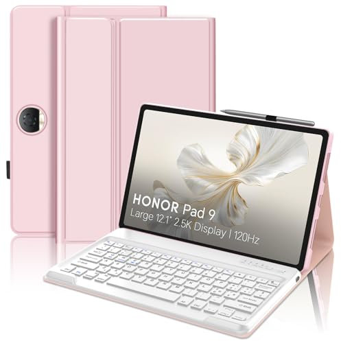 JADEMALL Custodia Tastiera per Honor Pad 9 12.1 Pollici 2024, Italiana QWERTY Wireless Bluetooth Tastiera Magnetica Staccabile per Honor Pad 9 12.1, Rosa