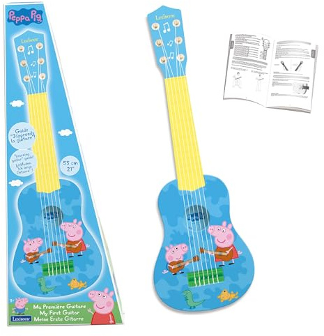 Lexibook, Peppa Pig, My First Guitar for children, 6 nylon strings, 21 long, guide included, blue/yellow, K200PPLXB