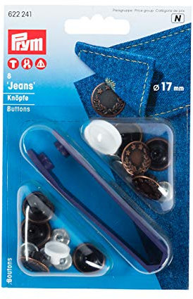 Prym 622241 Nähfrei-Jeans-Knöpfe Lorbeerkranz Messing 17 mm altkupfer, Metal