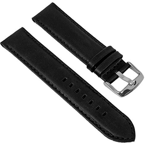 Barington Uhrenarmband Kalbsleder | Ersatzband 18mm, 20mm, 22mm mit Naht - 805S, Farbe:schwarz, Stegbreite:20mm