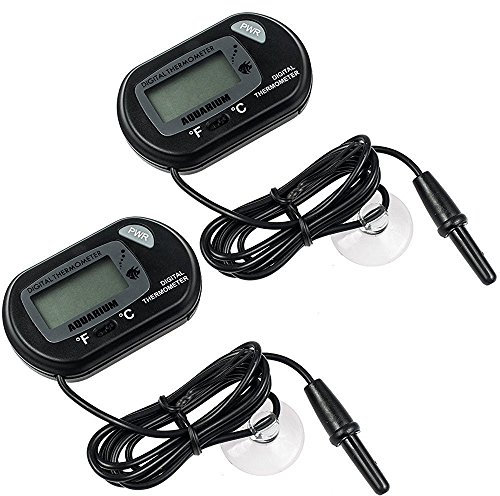 2Pcs Thermomètre Aquarium - Digital LCD Thermometre avec Ventouse et Sonde à Immersion, Convient pour Terrarium et Boîtes à Reptiles