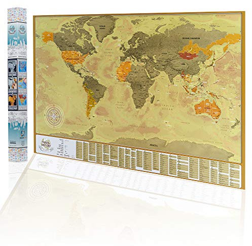 2Maps - Weltkarte zum Rubbeln - Länder Flaggen - Geschenkbox - Geschenk für Reiseliebhaber