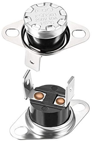 sourcing map KSD301 Thermostat 145 °C / 293 °F 10A N.C Einstellen der Schnappscheiben-Temperaturschalter für Mikrowelle, Backofen, Kaffeemaschine 2 Stück