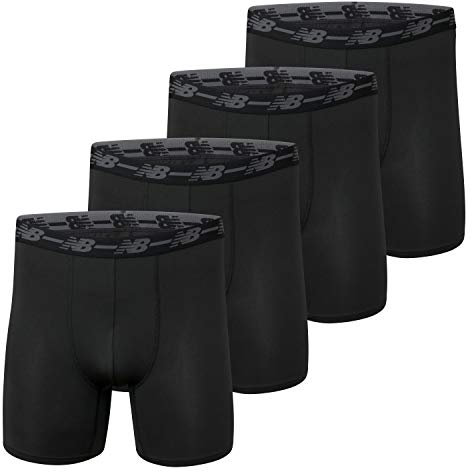 New Balance Men's Big & Tall Performance 5 No Fly Boxer Brief (4-Pack), Black/Black/Black/Black, 3XL (48-50)