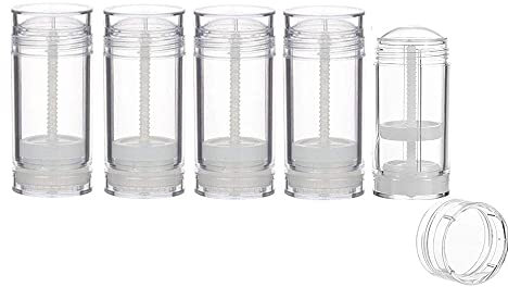 5 Stück 1 Unze (30 ml) Twist-Up-Deodorant-Röhrchen Klar Leer Nachfüllbar Runde Form Boden Füllstab Deodorant-Flaschen Behälter Lippenbalsam-Röhrchen für DIY-Reisen