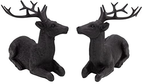 B2S BACK2SEASON Rentier Paar Nilan schwarz liegend edel Weihnachtsdeko Dekoration sammeln Hirsch Kunststein 2er Set