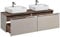 Lomadox Doppel Waschtisch Unterschrank Set 160cm, in Taupe mit Vintage Eiche, 2 Keramik-Aufsatz Waschbecken, Softclose-Schubkästen, B/H/T ca.: 160,4/62,5/46 cm