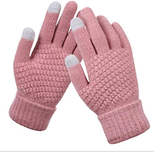 BSLVWG Guantes de Pantalla táctil de Invierno para Mujeres Guantes de Punto para Correr, Ciclismo, Senderismo, esquí (Rosa)