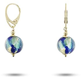 Venetiaurum - Boucles d'oreilles avec sphères en verre de Murano original et argent 925 - Bijou Certifié Made In Italy