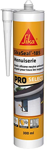 SIKA - Mastic silicone universel - SikaSeal-185 Menuiserie blanc PVC - Joint de construction, menuiserie, vitrerie - Intérieur et extérieur - 300 ml