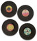 BUSDUGA 4105 4er Set Untersetzer Vinyl Mini Schallplatte ⌀10,5cm, Retro Getränkeuntersetzer