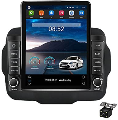 Plusfish 2 Din 9.7 Zoll Touchscreen Autoradio Bluetooth MP5-Player Für Jeep Renegade 2014-2018 Mit Rückfahrkamera Unterstützung Carplay/Android Auto/Bluetooth/DSP/4G/RDS FM-Radio/DAB +,Ts100