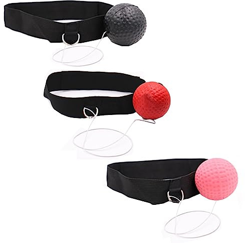GERUI Boxen Reflexball, 3 pcs Verschiedene Boxbälle mit Kopfband, weicher als Tennisball, perfekt für Reaktion, Schlaggeschwindigkeit, Agilität,Kampffähigkeit und Hand-Augen-Koordinationstraining