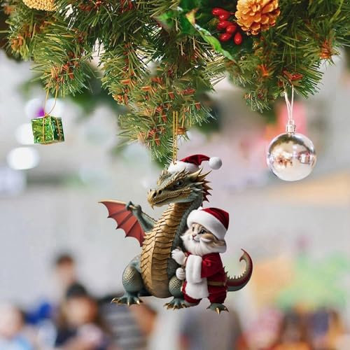 Wooden Christmas Tree Decoration - Dragon Ornament, 2D Creative Pendant