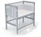 FabiMax Baby Beistellbett Flex mit innovativem Seitengitter für Boxspringbett, inkl. Matratze und Nestchen aus Netzstoff, Buche massiv grau, Air/graue Blümchen