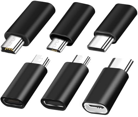 YRIKE Adattatore USB C (6 pezzi), Adattatore da USB C a Mini USB, Adattatore da Micro USB a USB C, Compatibile con Computer Portatili, LG, Telefoni Cellulari ecc.