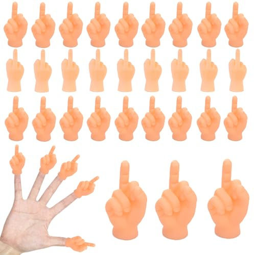 30 PCS Tiny Middle Finger Puppet, Miniature Small Hands, Mini Finger Hands Funny Hand Puppet for Game, Fun and Realistic Design Party Favors for Adults Kids