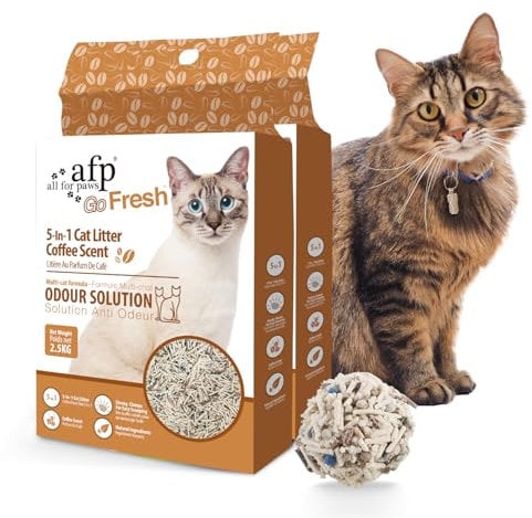 Premium 5-in-1 Mixed Tofu Cat Litter, 12L (2Pack) Flushable, Rapid Clumping,Fast Absorption,Low Dust, Easy Scooping,7/24 Odor Control Nature Pellet Kitty Litter, Coffee