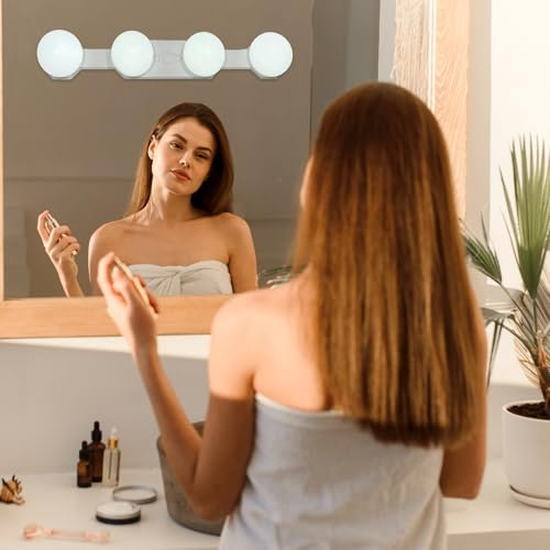 LED Schminklicht: 4-teilig Dimmbare Lampe, Batteriebetriebene Schminktisch Beleuchtung, Für Make-Up Und Dekoration (Weiß)