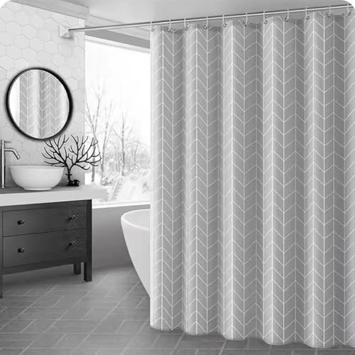 IGINOA Duschvorhang 180x200 Antischimmel Badevorhang Shower Curtains PEVA Wasserdicht mit ösen Motiv Duschrollo Schimmelresistent Grau Badewanne Vorhang Duschvorhänge Badewannenvorhang Muster