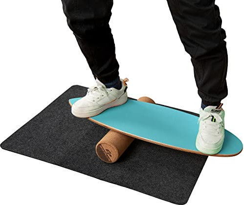 FANTASK Holz Balance Board, Balancebrett, Balance Trainer Trickboard für zuhause, inkl. Korkrolle, Balance-board aus 8 hochwertigen Holzschichten gepresst, Blau