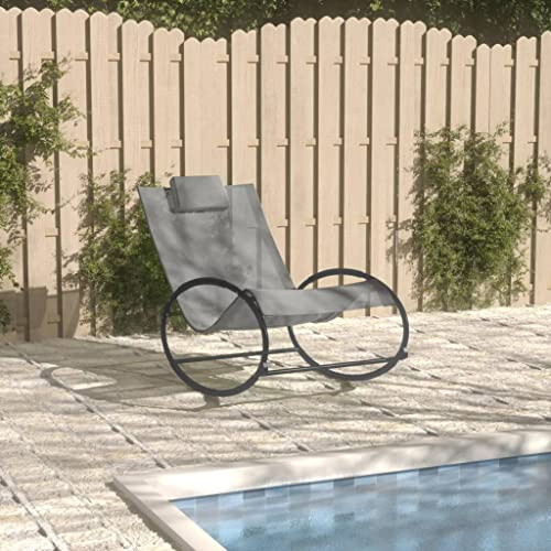 Qnhdfrt Sonnenliege Grau mit Stahlgestell und Textilene-Gewebe, Wetterbeständige Gartenliege für Pool, Terrasse und Balkon, Ergonomische Relaxliege mit Kopfstütze