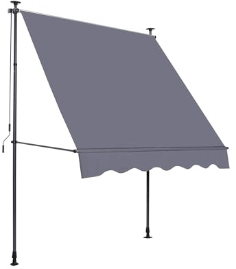 Tenda da Sole a Caduta con Supporti, per Balcone, Grigio Scuro, 200 x 120 cm