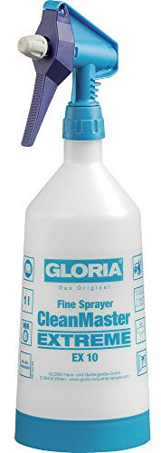 GLORIA CleanMaster Extreme EX10, pulverizador profesional de 1 l | Pulverizador manual oleófugo | desengrase, limpieza y desinfección con medios ácidos y alcalinos con pH entre 4 y 11 | blanco/azul