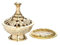NKlaus Räucherschälchen Gold Handarbeit Messing Räuchergefäß mit Gitter für Weihrauch Räucherwerk Gold Deko klein 1532
