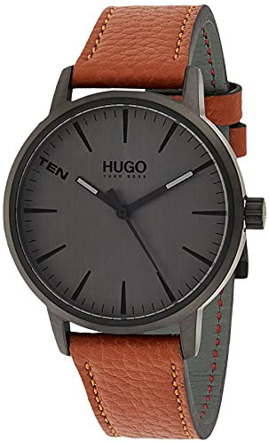 HUGO Analog Quarzuhr für Herren mit Braunes Lederarmband - 1530075