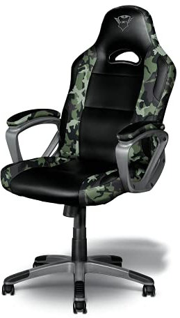 Trust Gaming GXT 705C Ryon Sedia da Gaming Ergonomica, Totalmente Girevole a 360°, Meccanismo di Sollevamento a Gas di Classe 4, per Gioco da PC, Carbonio, Verde Mimetico, One Size