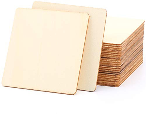 LUTER 28 Stück 10 x 10 cm aus Holz, quadratisch, unbehandelt, Scrabble-Fliesen für russische Berge, Brandmalerei, Schreiben, Weihnachtsdekoration und Bastelprojekte
