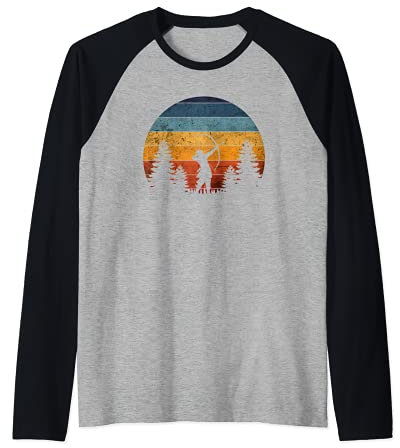 Bogenschießen, Bogensport, Pfeil Bogen, Vintage Retro Design Raglan