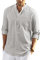 Enlision Mens Light Gray Cotton Linen Shirts Long Sleeve Shirt Button Down Henley Shirts Lightweight Casual Plain Tops for Men L