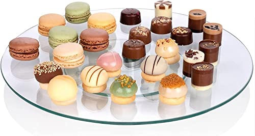 Copper Top - Tempered Glass Lazy Susan 360 Rotating Turntable Serving Tray Cake Decorating Plate