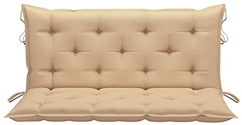 Keketa Auflage für Hollywoodschaukel Gartenschaukel Bankkissen Bankauflage |Sitzkissen Rückenkissen| Auflage mit Rückenteil für Bank Gartenschaukelkissen Beige 120 cm Stoff