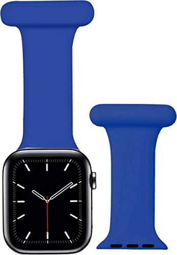 iWatch Strap Compatible with Apple Watch 38mm 40mm 41mm, Infection Control Design Silicone Pin Fob for Nurses Midwives Doctors Healthcare Workers' iWatch Series SE/7/6/5/4/3/2/1 (Blue)