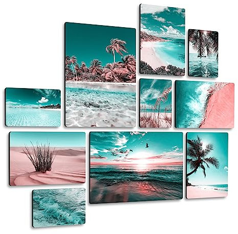 Giallobus - Set 10 Quadri Multi Pannello - Raccolta Mare - Legno MDF - - 2 x 42x29,7cm - 4 x 29,7x21cm - 4 x 21x14,85cm - - Pronti da Appendere - Quadri Moderni per la casa