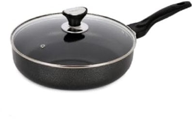 UWEVO 22 cm Non-Stick Frying Pan with Lid PFOA and PFOS Free Stay-Cool Handle, Healthy Stone Cookware Cooking Pan, Induction Compatible Dishwasher Safe PFOA