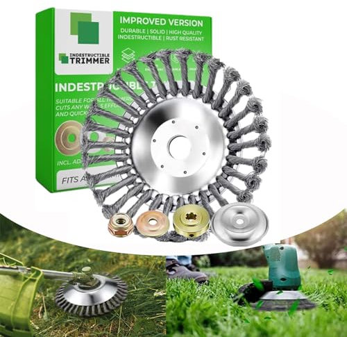 6/8/10 Indestructible Trimmer Head, Indestructible Weed Trimmer - Cut Everything in Seconds, Unbreakable Wired Trimmer Blade, Steel Wire Cutter Trimmer Head Universal Adapter Kits (6in/15cm, Set A)