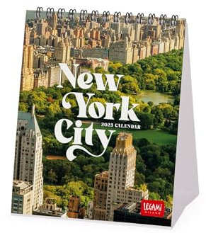 Legami - Tischkalender 2025, Kalender 12 x 14,5 cm, 12 Monate und Jahresplaner 2026, 6 Sprachen, internationale Tierkreiszeichen und Feiertage, New York