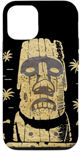 iPhone 14 Vintage Mysterious Tropic Island Carved Stone Heads Tiki Case