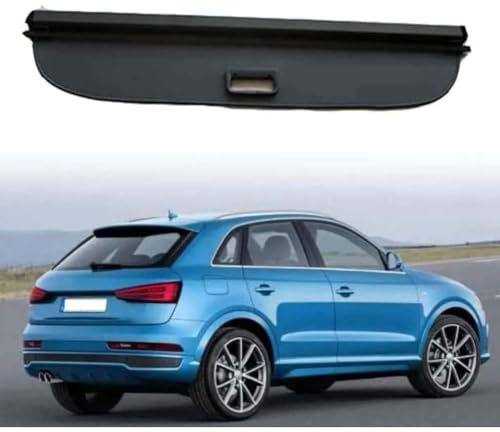 ZUOBYMBC Laderaumabdeckung Kofferraum Schutz Abdeckung Cargo Cover für Audi Q3 2010-2015, Auto Laderaumabdeckung,Schwarz Ausziehbar Kofferraumabdeckung,Rollo