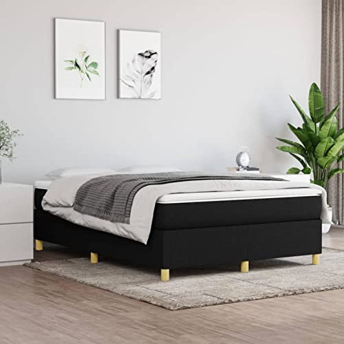 IKAYAA Lit 140 x 200 avec sommier Sommier 140x200 avec Pieds Sommier Tapissier Sommier à Lattes en Bois pour Adulte-Noir-140 x 200 cm-35 cm