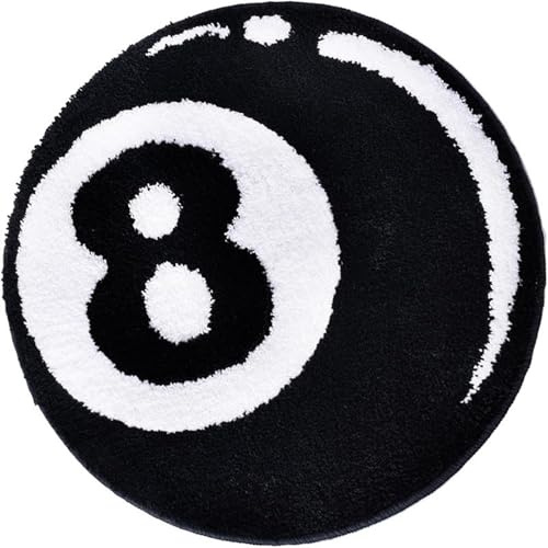MZYZPPBD 8 Ball Teppich Rutschfester Rund 8 Ball Rug Design Dekor Teppiche Kinderzimmer Billard Zimmer Wasserabsorbierender Stuhlunterlage 8 Ball Billard Teppich Für Schlafzimmer,D,60cm/23.62inch