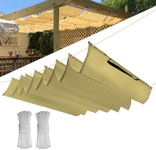 Einziehbar Welle Sonnensegel 2x5M(BxL), Verstellbar Schattenabdeckung, Wasserdicht Sonnenschutz Sonnenschutz Schutz vor UV- Strahlungen für Pergola Garten Schattenabdeckung - Beige